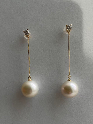 Freshwater Pearl Drop Earrings | White · Round · High Luster · S925 Sterling Silver