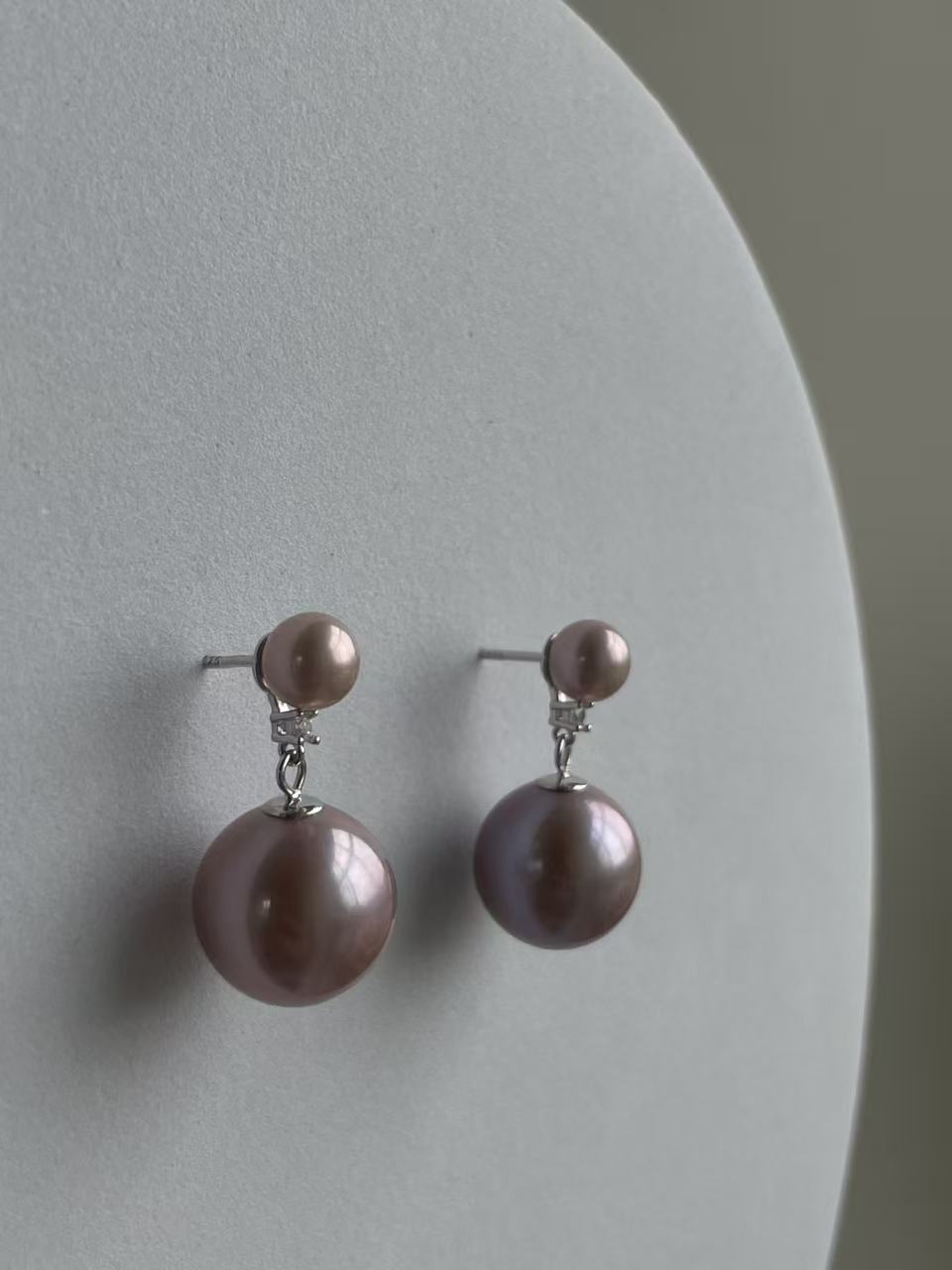 Freshwater Pearl Stud Earrings | Purple · Near-Round · High Luster · S925 Sterling Silver