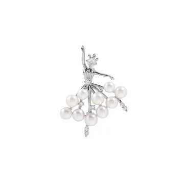 Broche et pendentif inspirés des ballerines | 10 perles Akoya japonaises · Design double usage