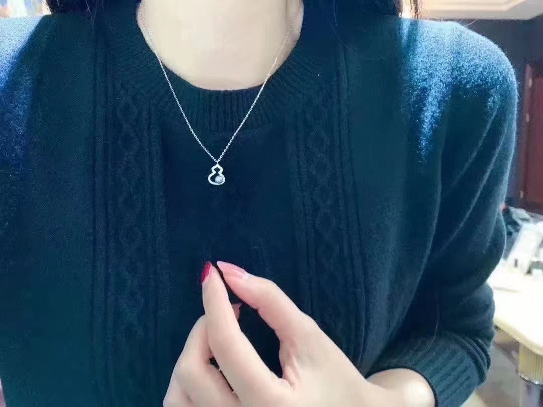 Gourd Pendant Necklace | 6–7mm Freshwater Pearl · S925 Sterling Silver with Chain