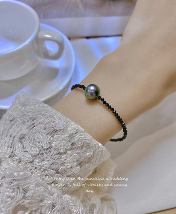 Spinel & Tahitian Pearl Bracelet | 10-11mm · Near-Round · Strong Luster · Faceted Spinel Accents