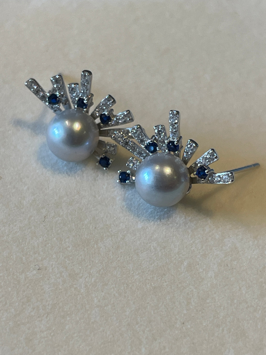 Blue Accent Akoya Pearl Earrings | 7mm · Strong Luster · Minor Blemishes · S925 Sterling Silver