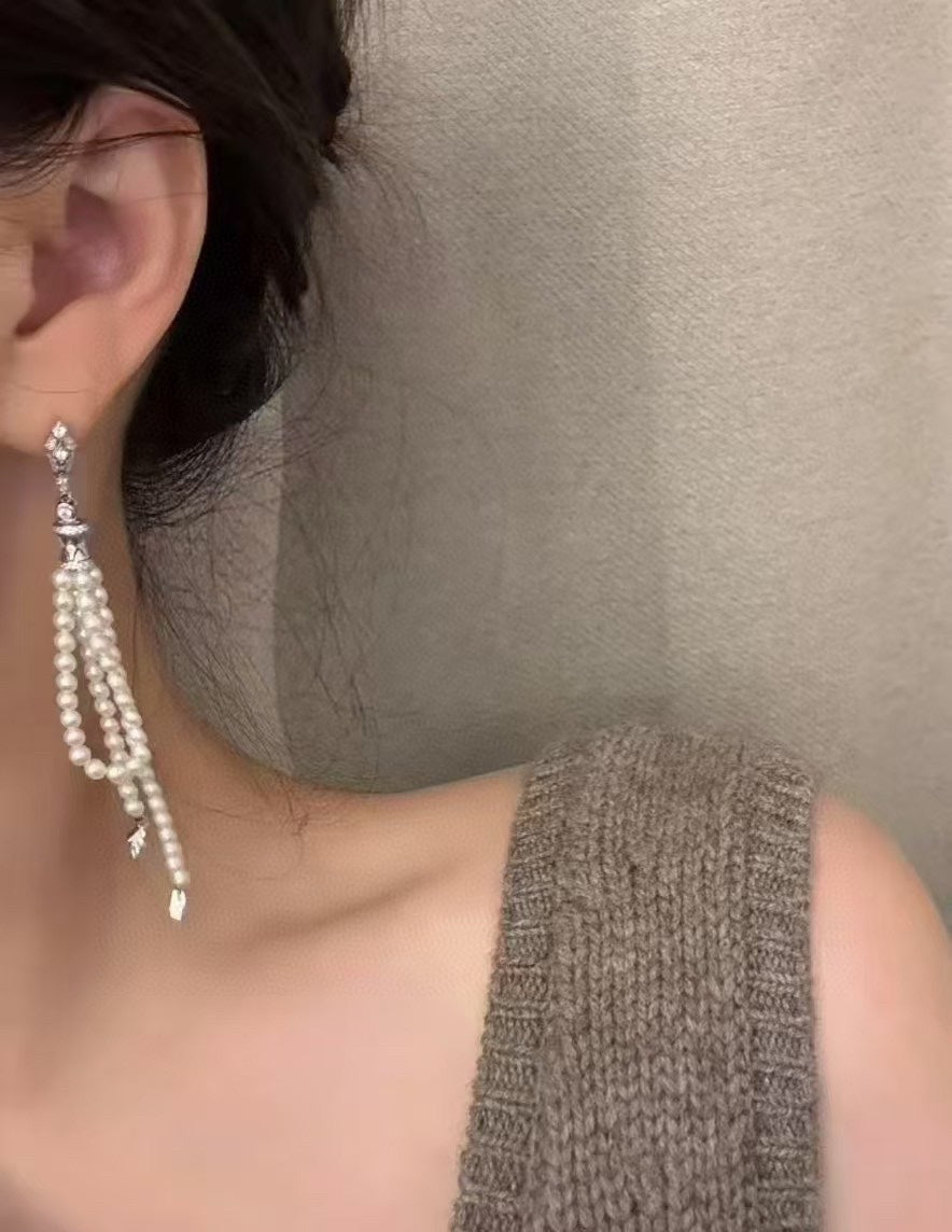Freshwater Pearl Threader Earrings | 3–4mm · Near Round · High Quality · Handmade