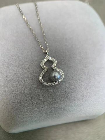 Gourd Pendant Necklace | 6–7mm Freshwater Pearl · S925 Sterling Silver with Chain