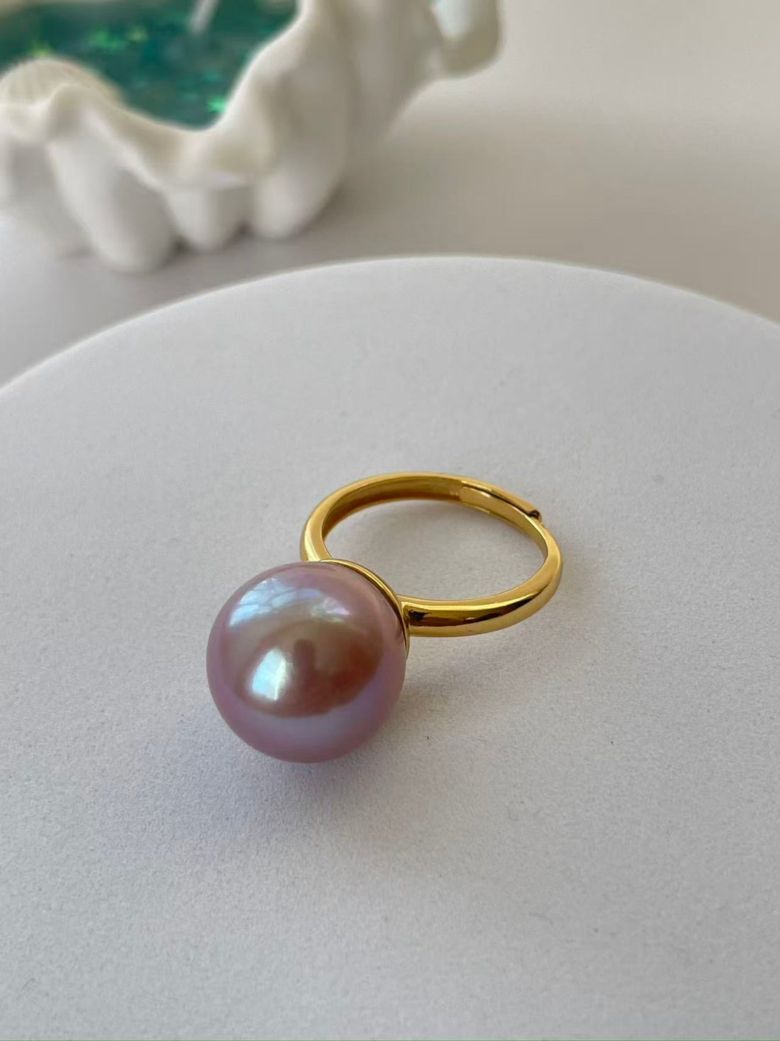 Freshwater Pearl Ring | 13–14mm · Purple · High Luster · Elegant Statement Design
