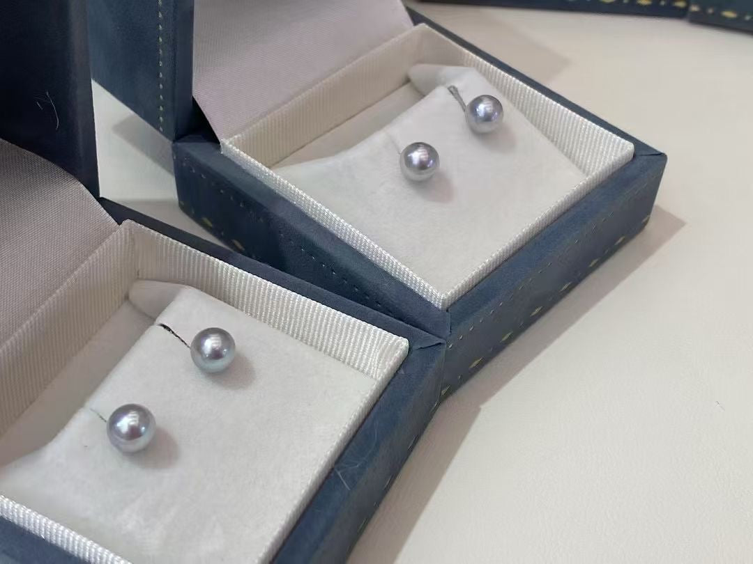 Iridescent Akoya Pearl Earrings | 6–7mm · Thick Nacre · Fine Luster · S925 Sterling Silver