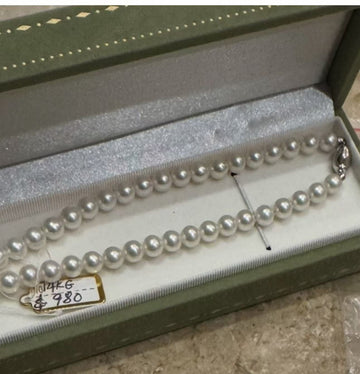 7–8mm Round Freshwater Pearl Necklace — Top-Grade, Virtually Flawless, 925 Silver Clasp, Approx. 42 cm