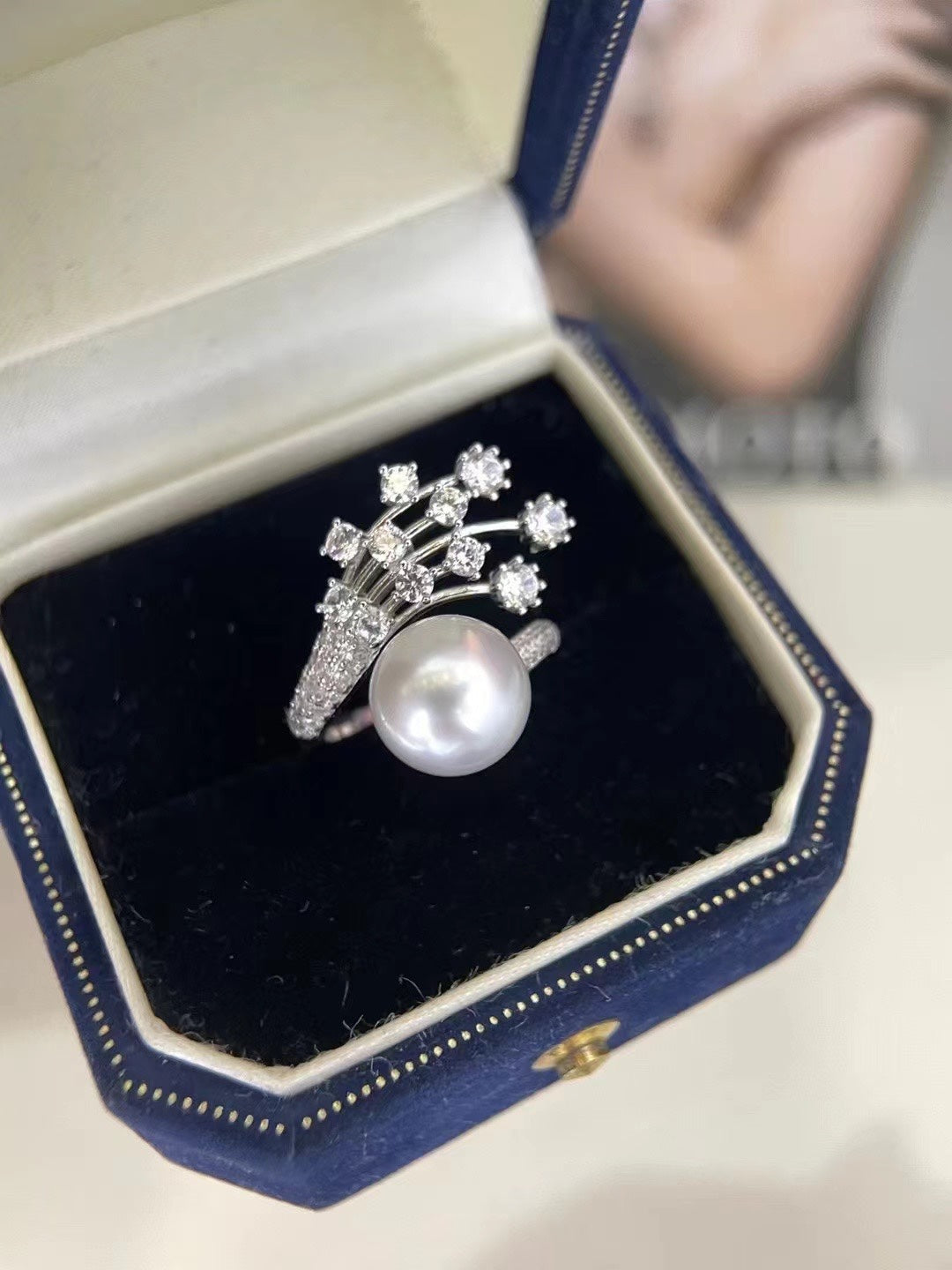 Edison Pearl Open Ring | 9–10mm Natural Pearl · S925 Silver · Adjustable Band